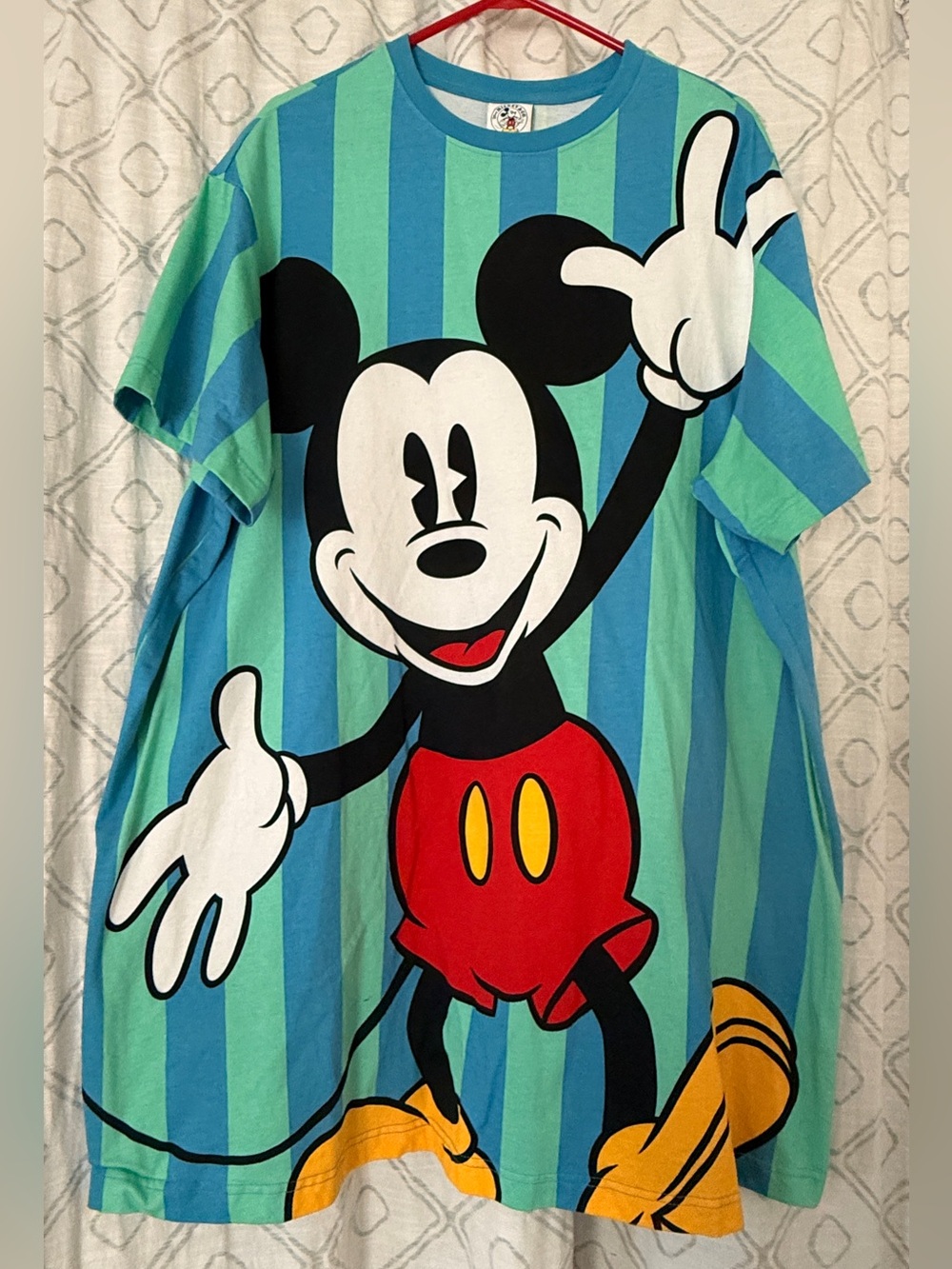 Disney Striped Mickey Mouse Graphic T Shirt Dress/ Nightgown